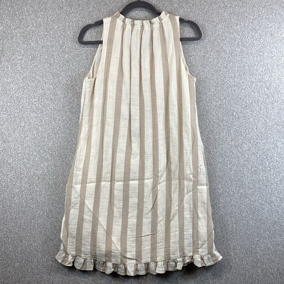 THML sleeveless tunic midi dress boho embroidered neckline tassel ties stripe M - Picture 8 of 12